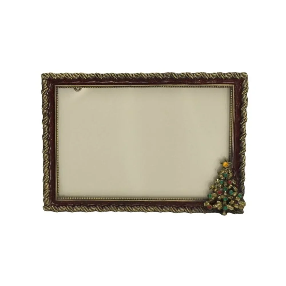 Sunflower Designs Christmas Photo Frame Enamel Red Green Rhinestones 4x6